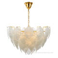 China Luxury Glass Leaf Pendant Lamp Crystal Leaf Chandelier Manufactory